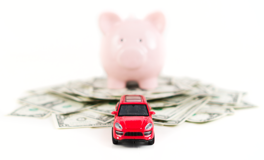 Car in front of Piggy Bank