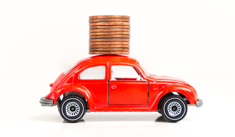 Pennies Stacked on a Car