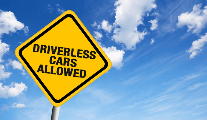 Driverless Cars Allowed Road Sign